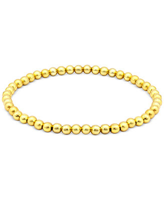 Polished Beaded Stretch Bracelet (4mm) in 18k Gold over Sterling Silver | Macy's