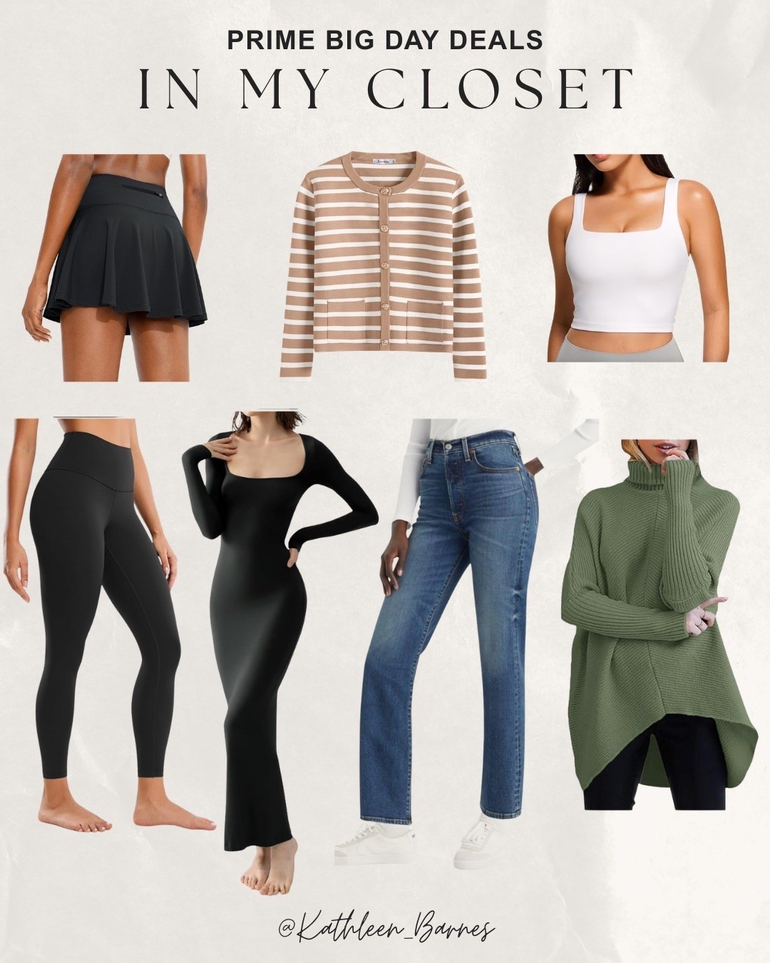 A few Amazon pieces in my closet that are on sale for big deal days — activewear, maxi dress, cardigan, Levi’s jeans