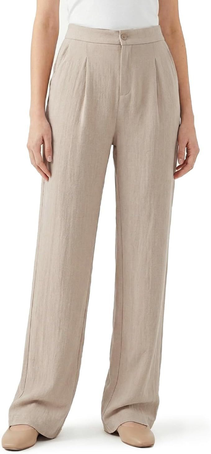 Zylioo Tall Linen Pants Women 5'8"+ Height Wide Leg Straight Palazzo Dress Pants for Work Summer ... | Amazon (US)