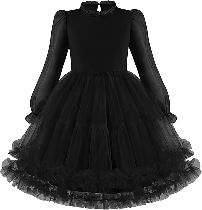 Arshiner Toddler Tutu Dress Girls Puff Long Sleeve Fall Winter Formal Party Tulle Dresses 3-8Y | Amazon (US)