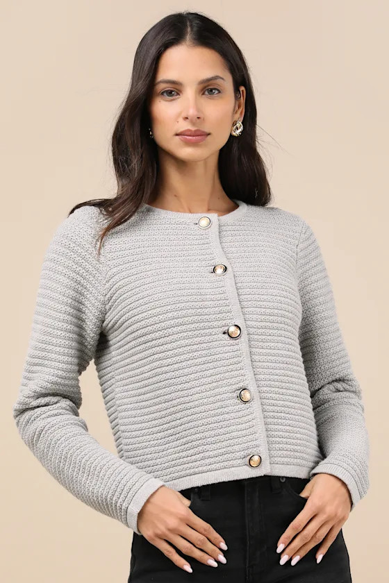 Coziest Chic Grey Textured Cardigan | Lulus