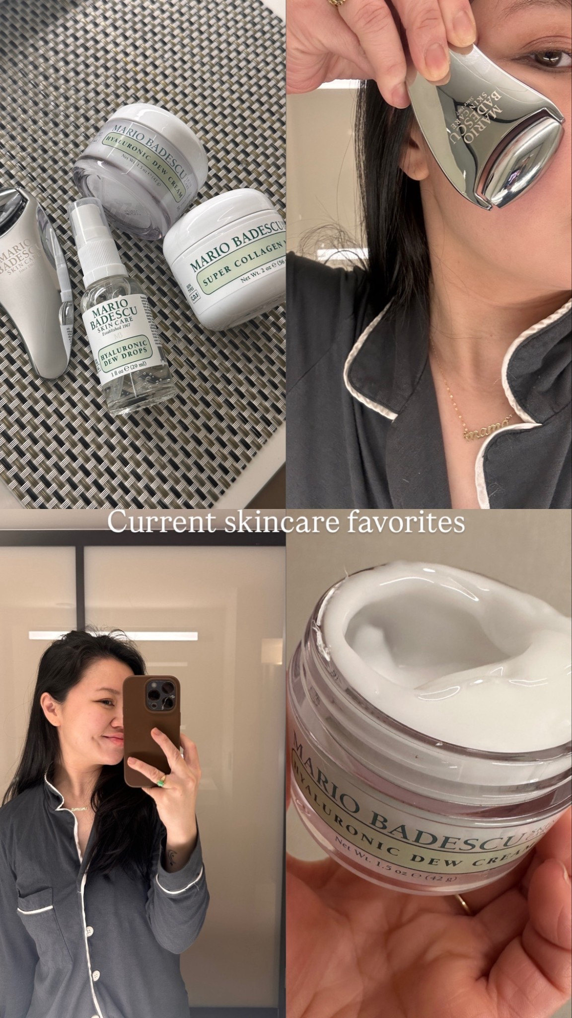 Glowy skin, simplified ✨

• 2-in-1 Stainless Steel Gua Sha Roller: depuffs, sculpts, and boosts circulation
• Super Collagen Mask: instant plump + hydration
• Hyaluronic Dew Cream: locks in moisture for all-day glow
• Hyaluronic Dew Drops: lightweight hydration + glass-skin finish

Skin feels lifted, hydrated, and visibly refreshed @mariobadescu
👉 Shop all 4 on my LTK 💫

#MarioBadescu
#MarioBadescuSkincare
#LTKSkincare
#SkincareRoutine 
#ad

#LTKmomlife #LTKBeauty #LTKselfcare