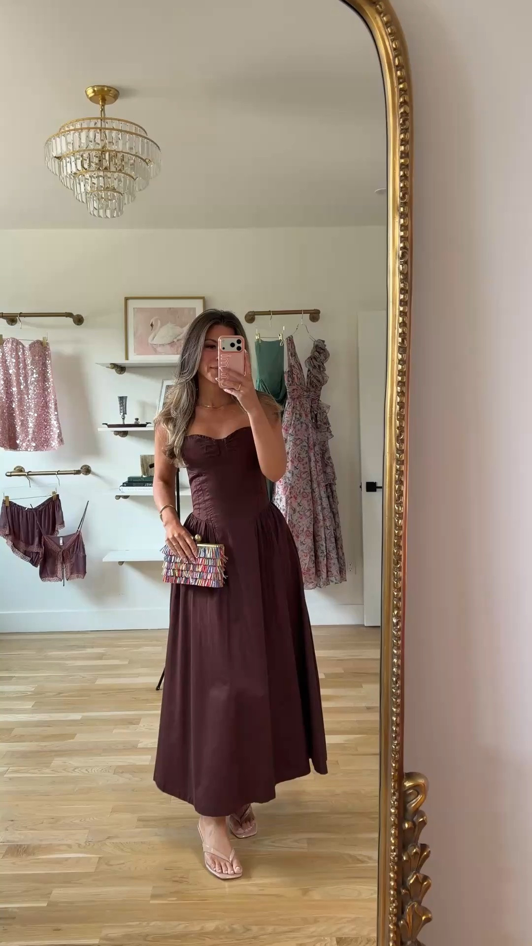 deep brown strapless corset-bodice maxi with flowing skirt summer wedding guest summer event dress 💍💐

electric picks: emerson20

I’m 5’4” and wearing my normal size 2/small 

summer wedding guest dresses, wedding guest dresses, cocktail dresses, semi-formal dresses, black tie wedding guest dresses, destination wedding guest dresses, garden party dresses, wedding guest outfit ideas