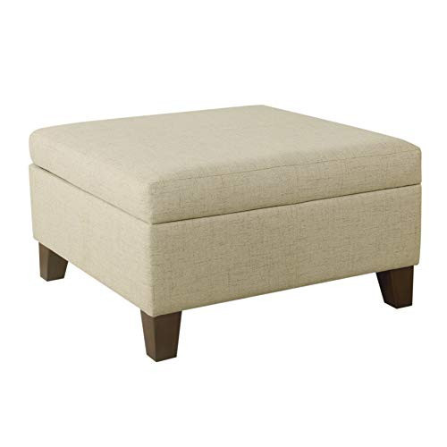 Homepop Home Decor |K2380-F2207 | Luxury Large Woven Square Storage Ottoman | Ottoman with Storage for Living Room & Bedroom, Linen Like Tan | Amazon (US)