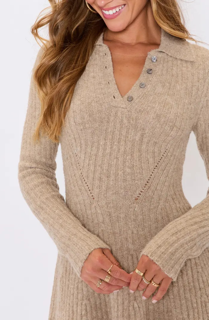 Ember Long Sleeve Fit & Flare Sweater Minidress | Nordstrom