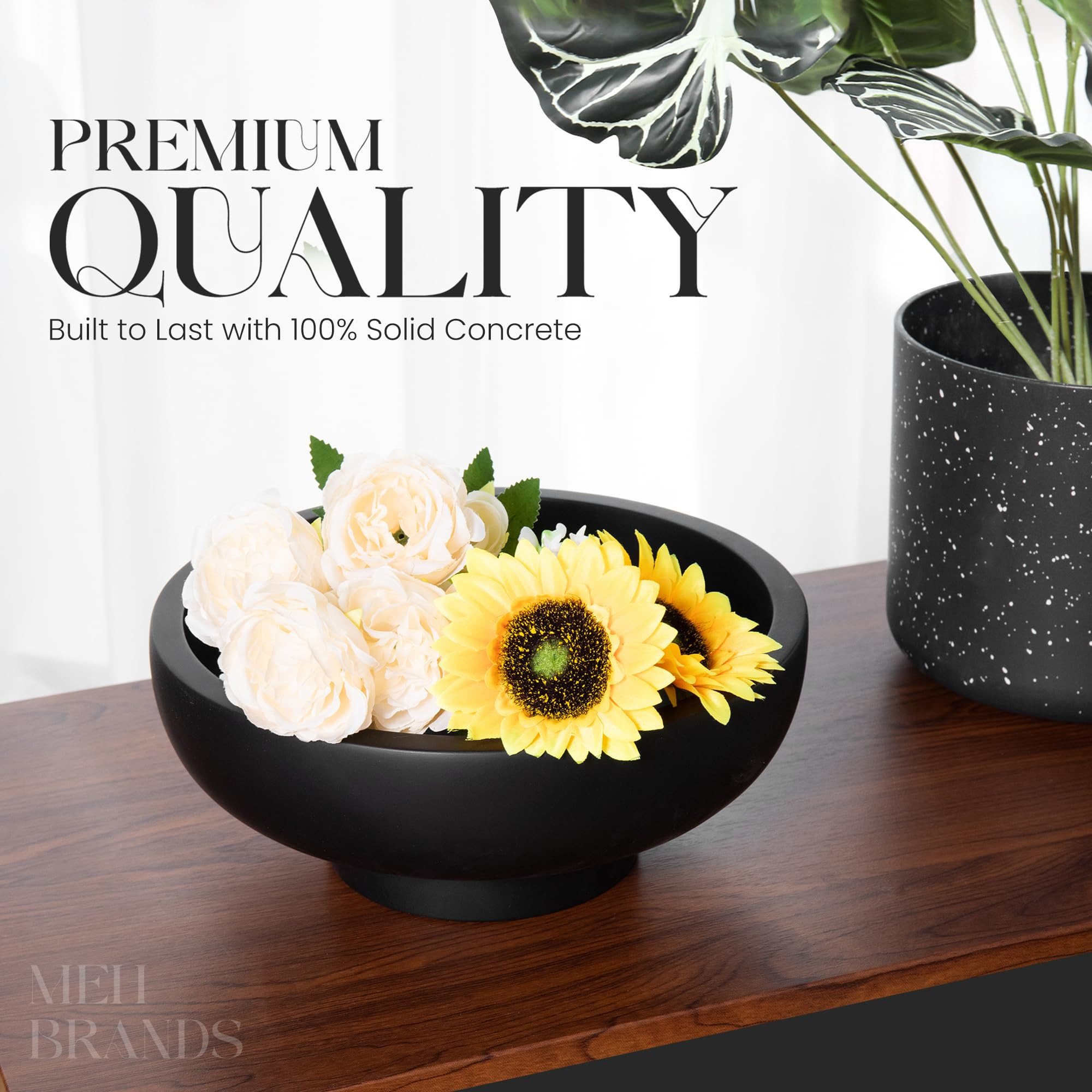 Concrete Fruit Bowl – Large Decorative Pedestal Bowl for Kitchen Counter, Entryway, or Coffee T... | Amazon (US)