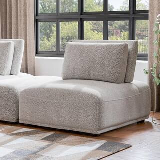 Fairwind 37 in. Armless Boucle Fabric Rectangle Modular Extendable Back Sofa in Light Gray | The Home Depot