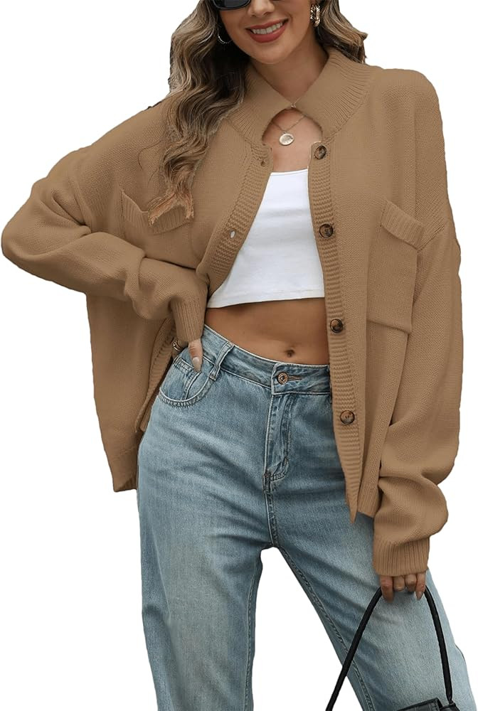 Antnation Sweater Cardigan Women Long Sleeve Fall Button Down Knit Tops Casual Loose Outerwear Co... | Amazon (US)