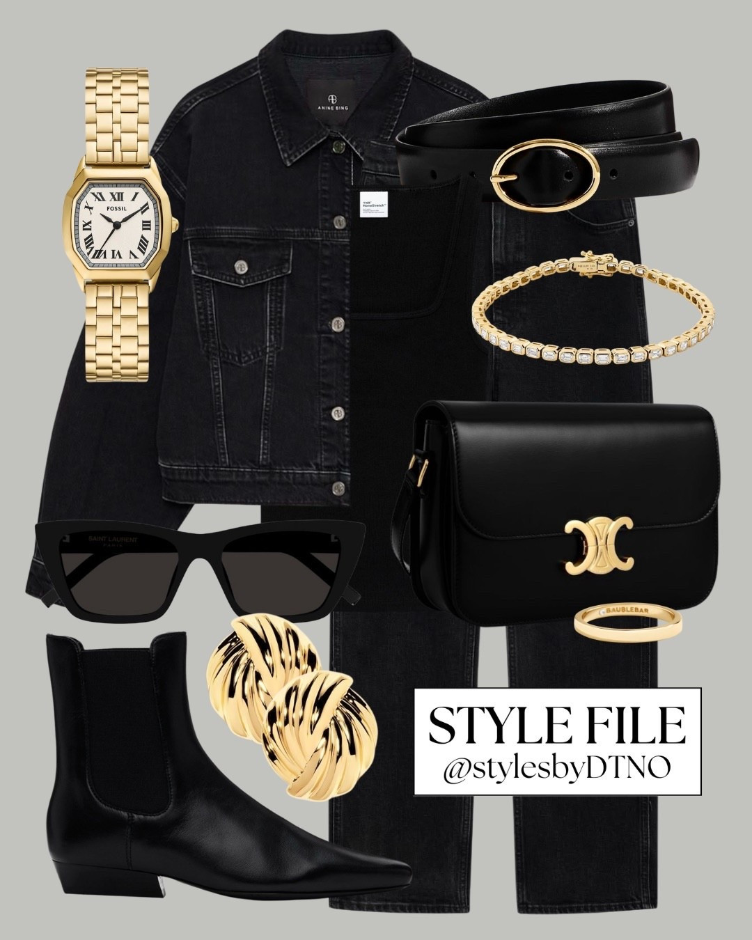 Styling a black Anine Bing matching denim jacket and jeans with an Aritzia square neck tank top, Staud pointed toe chelsea ankle boots, and a Celine triomphe crossbody bag (affordable alternatives are listed below)

Tags: Spring Outfit, Minimalist Fashion, OOTD, Capsule Wardrobe 2026, Outfit Ideas, Look For Less, Neutral Fashion, Elevated Casual, High Street Fashion, Wardrobe Essentials, Everyday Outfit, Effortless Chic Style,

#LTKootd #LTKSaleAlert #LTKSeasonal