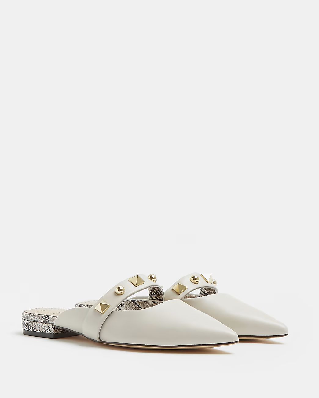 Beige studded mules | River Island (UK & IE)