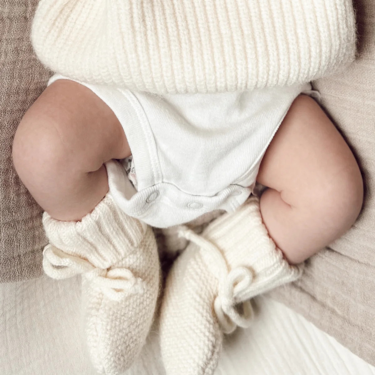 Knit Booties, Ivory | SpearmintLOVE