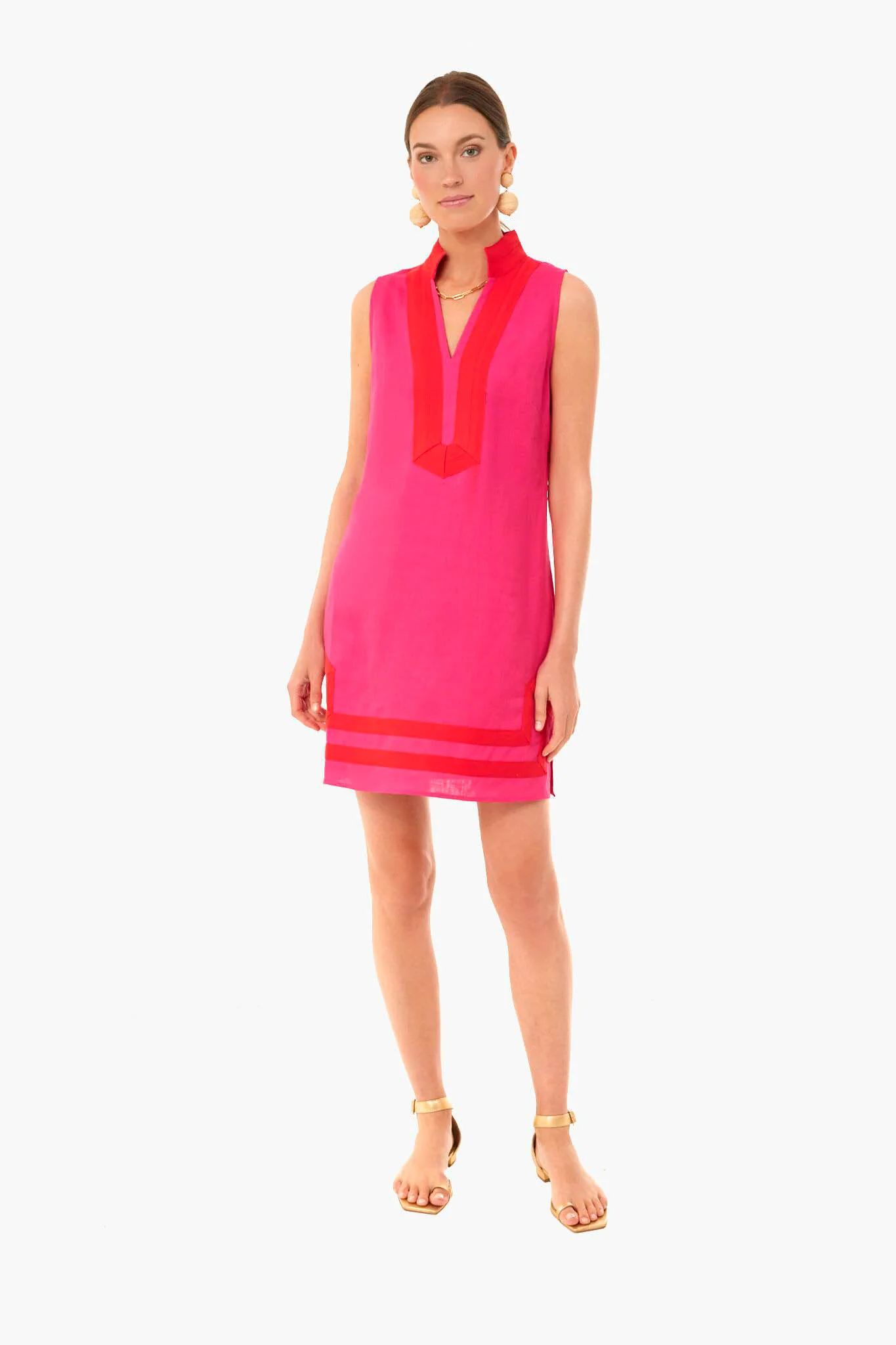 Hot Pink and Red Sleeveless Classic Tunic Dress | Tuckernuck (US)
