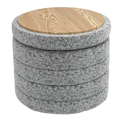 Get Set Style Round Ottoman with Soft Padded Seat, Storage Vanity Stool for Makeup, Upholstered Footrest Stool,Foot Stool for Living Room, Bedroom | Amazon (CA)