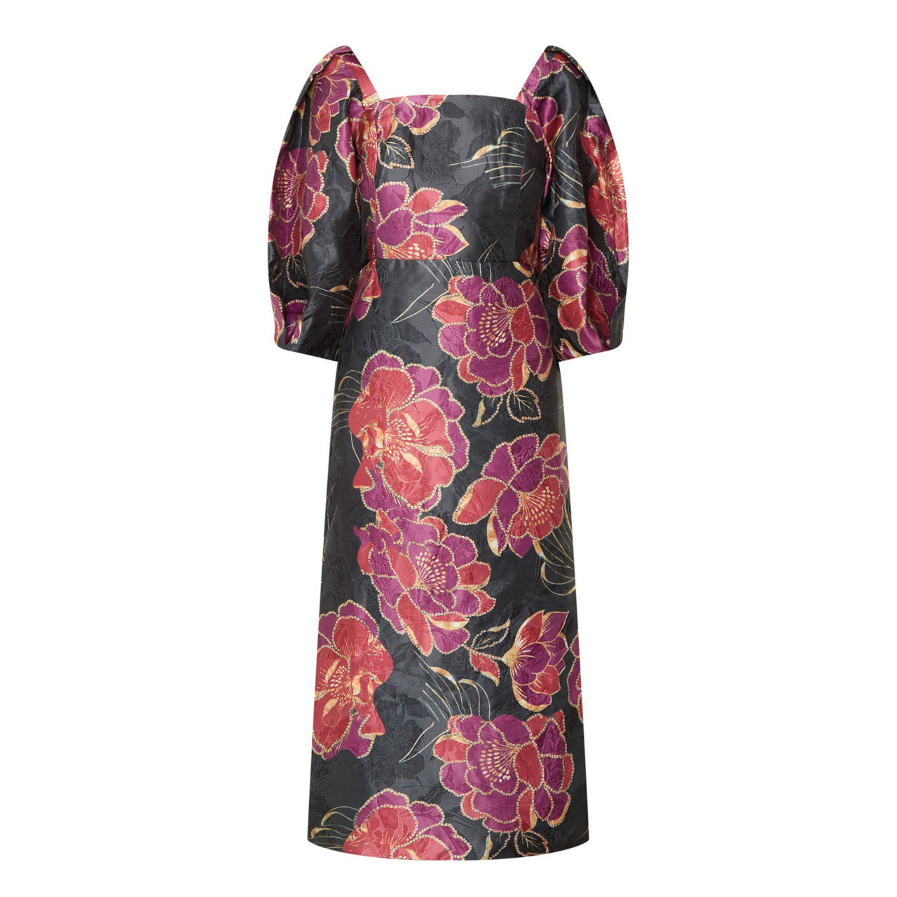 FARM RIO Puff-Sleeve Floral Shift Dress - Black | Brown Thomas (IE)