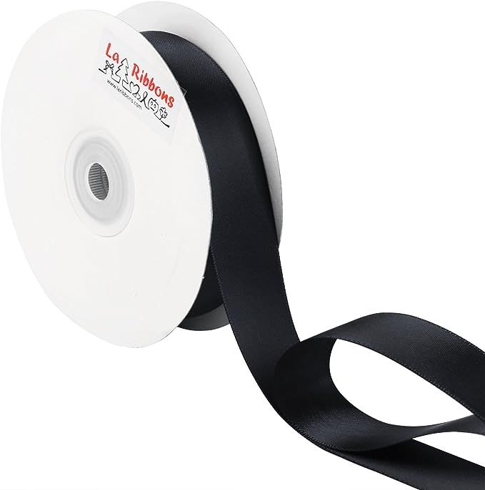 LaRibbons 1 inch Wide Double Face Satin Ribbon - 25 Yard (030-Black) | Amazon (US)