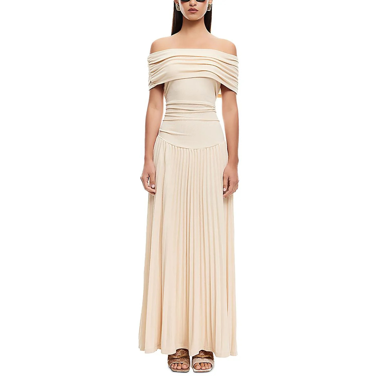 Field Of Dreams Womens Metallic Off-The-Shoulder Maxi Dress | Shop Simon