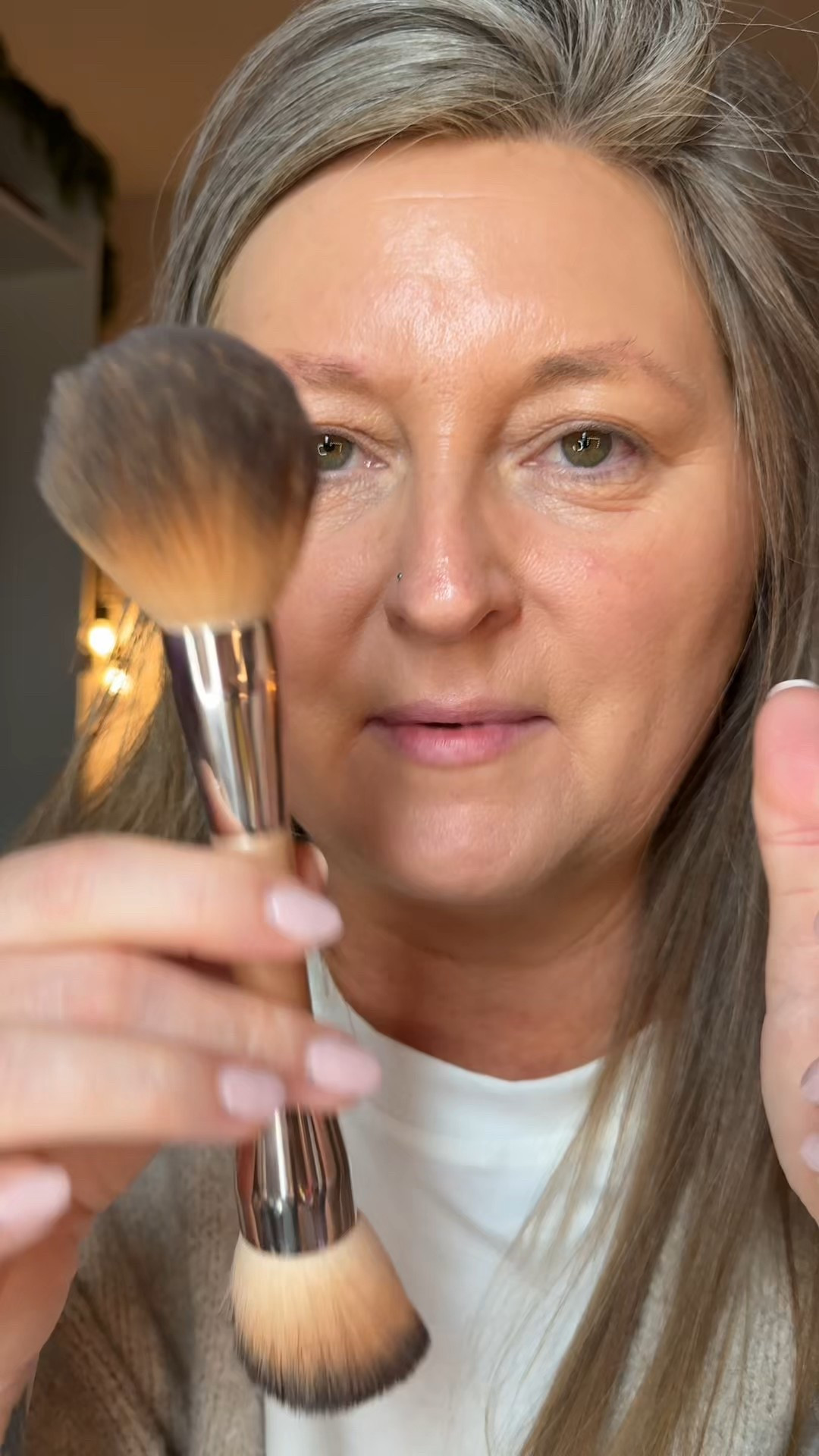 One of my all-time favorite makeup brushes 🤍 The DIBS Duo Face Brush works beautifully with both creams and powders, which makes it such a staple for me. I’m also using their Desert Island Stick — blush and bronzer in one stick — because DIBS truly is the queen of duos. Their bundles are so good and make getting ready so easy.

#DIBSBeauty #MakeupOver40 #CreamMakeup #BeautyFavorites #MakeupEssentials

#LTKOver40 #LTKBeauty