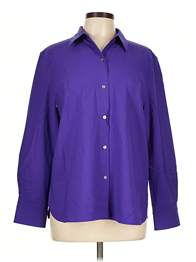 Theory Purple 3/4 Sleeve Button-Down Shirt Size L - 83% off | ThredUp (US)