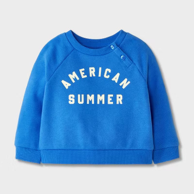 Baby American Summer Fleece Sweatshirt - Cat & Jack™ Blue 3-6M | Target