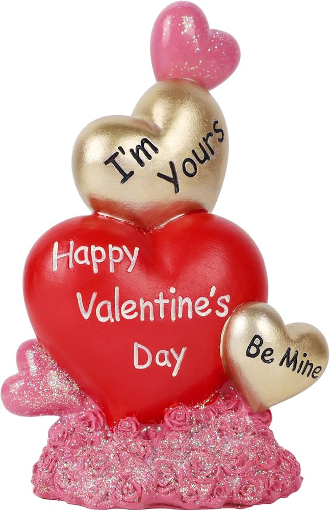 DR.DUDU Valentine's Day Tabletop Decorations, Resin Red Hearts Table Figurines, Romantic Happy Va... | Amazon (US)