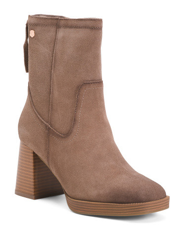 Suede High Heel Zipper Booties for Women | Marshalls