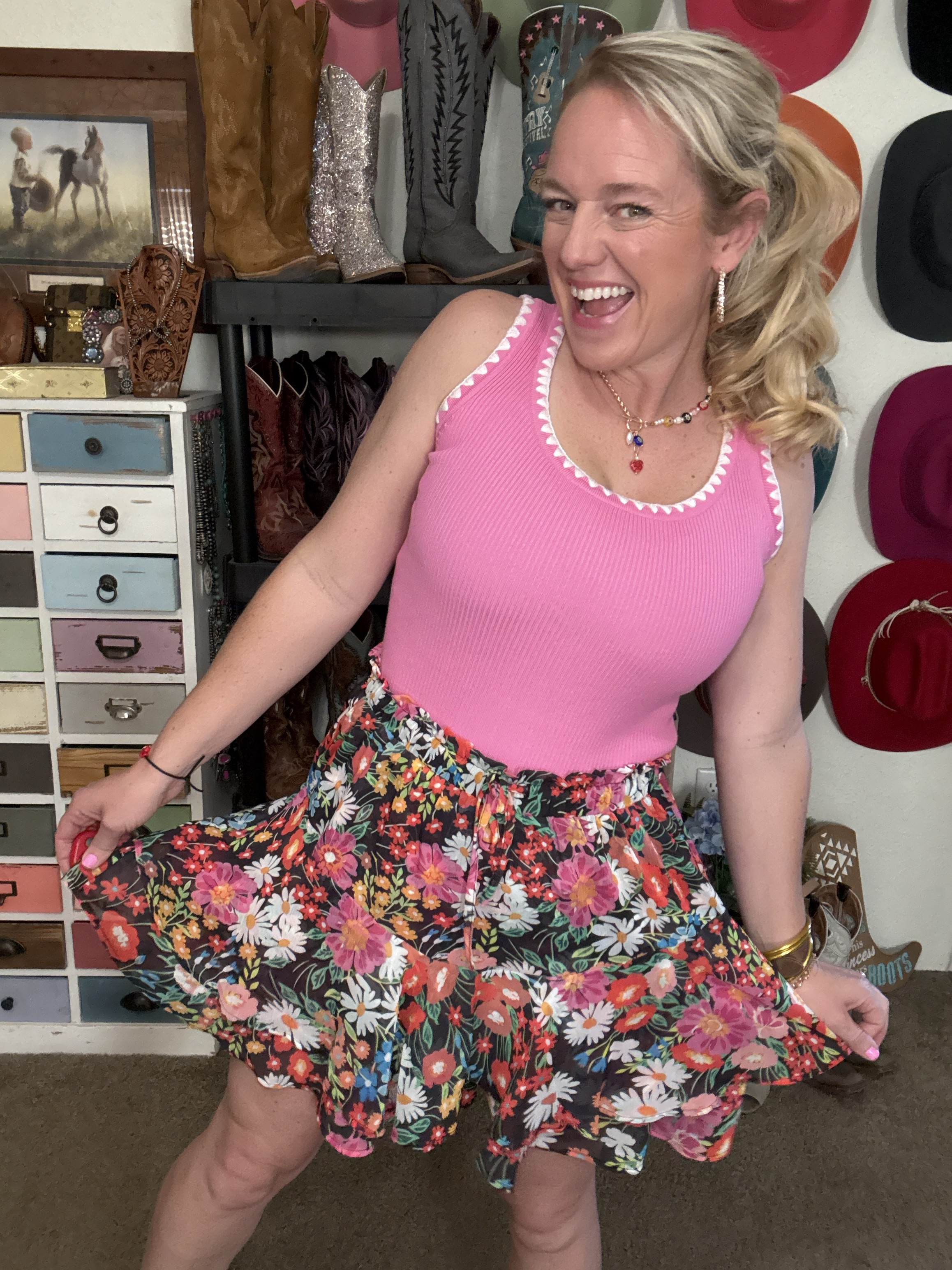 Amazon big spring sale, Amazon spring finds, Amazon accessories, Amazon must haves, pink top, floral skirt, trendy necklace, western wear, western must haves, cowgirl style, cowgirl accessories, 

#LTKSeasonal #LTKSaleAlert #LTKFindsUnder50