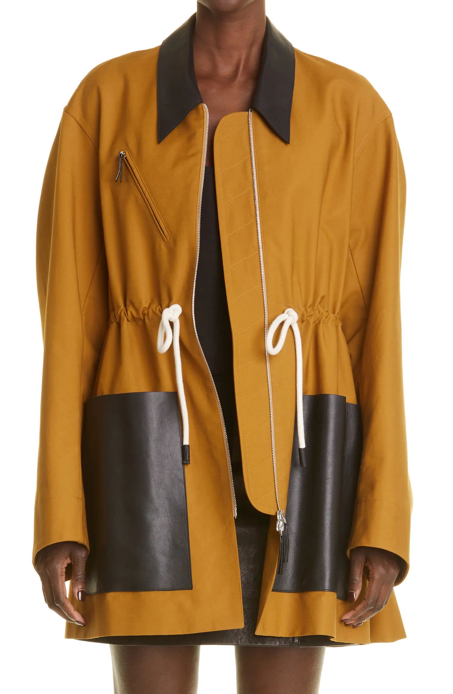 Khaite Hampton Jacket with Calfskin Leather Trim | Nordstrom | Nordstrom