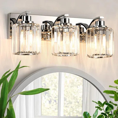 3 Lights Crystal Bathroom Vanity Light Modern Bathroom Light Fixture Over Mirror Vanity Lights, E27 Base | Wayfair North America