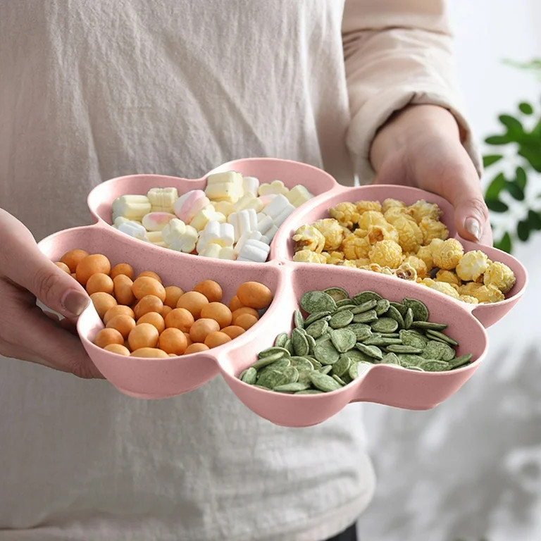 Vacemry Under $5 Heart Shaped Snack Tray, Partitioned Dry Fruit Serving Plate, Wheat Straw Candy ... | Walmart (US)