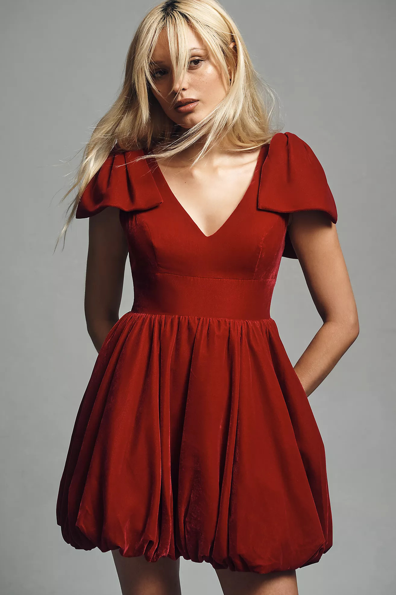 Mac Duggal Short-Sleeve Bubble-Hem Mini Dress | Anthropologie (US)