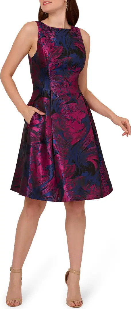 Floral Jacquard Back Cutout Cocktail Dress | Nordstrom