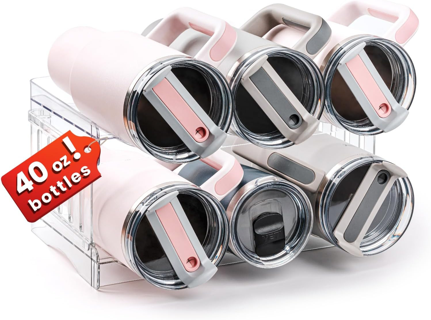 Water Bottle Organizer for Stanley Cup Accessories, Pantry Cabinet Organizers and Storage for Meo... | Amazon (US)