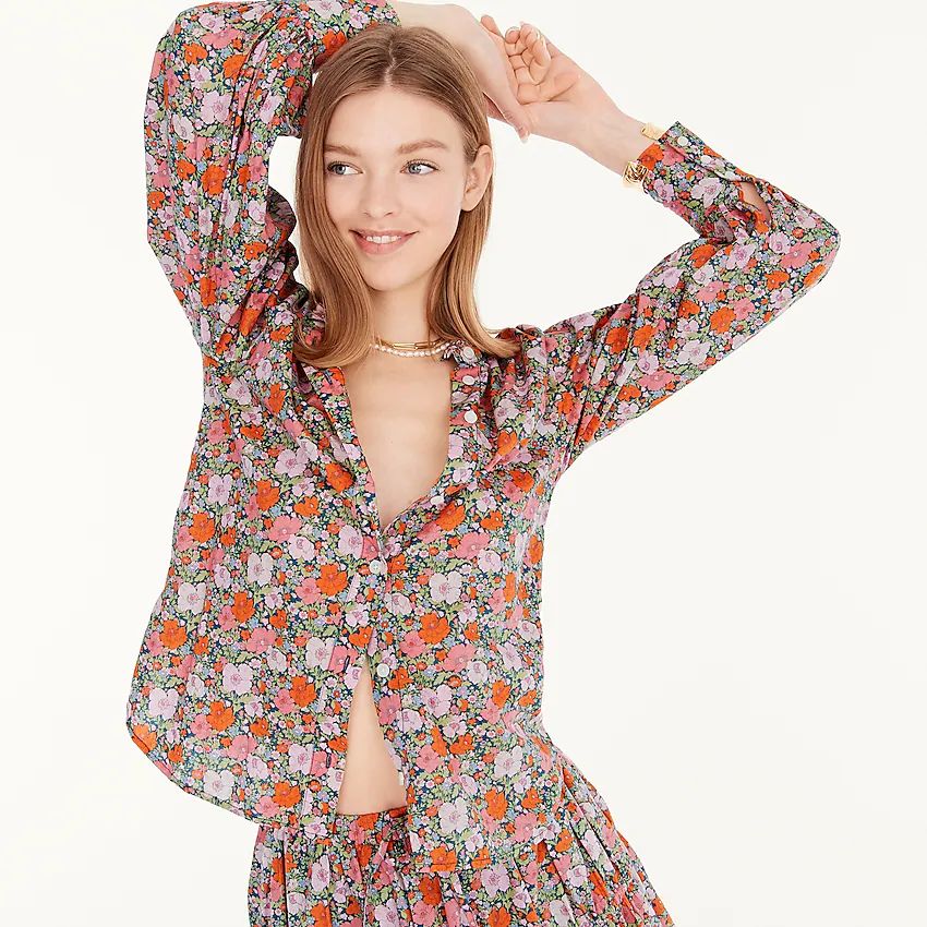 Ruffleneck organic cotton top in Liberty® Meadow Song floral | J.Crew US
