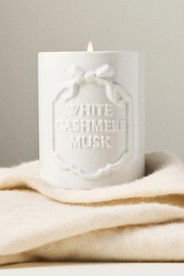 Gingham Bow Fresh White Cashmere & Musk Ceramic Boxed Candle | Anthropologie (US)