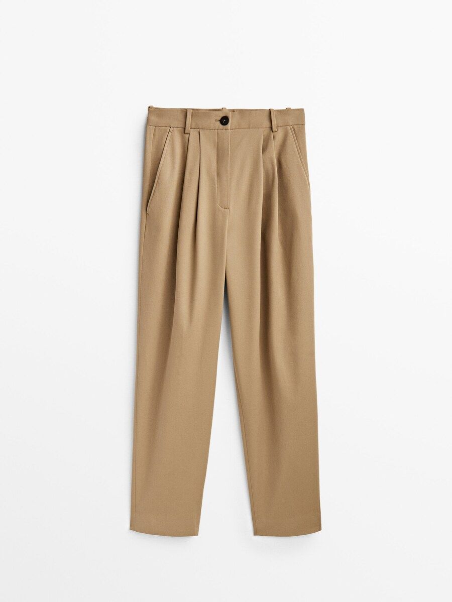 Cotton blend darted trousers | Massimo Dutti (US)