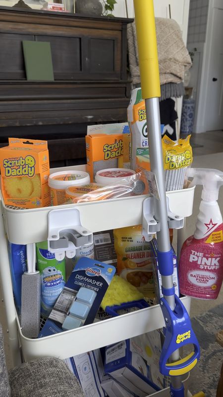 Our favorite cleaning essentials. I got Kelly a cleaning cart for Valentine’s Day (cleaning is his love language) and I stuffed it with scrub daddy products because he’s going to be a new dad here pretty soon. He’s loving using this cart to easily clean one space and roll everything he needs to the next without breaking a sweat!! 

#LTKfamily #LTKfindsunder50 #LTKhome