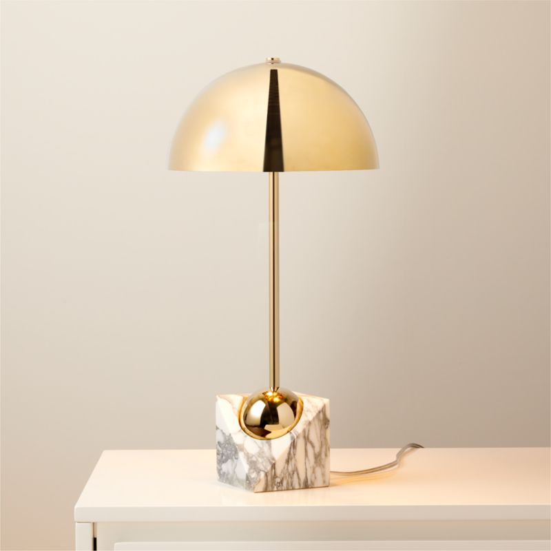 Venus Champagne Metal Dome Table Lamp with White Marble Base + Reviews | CB2 | CB2