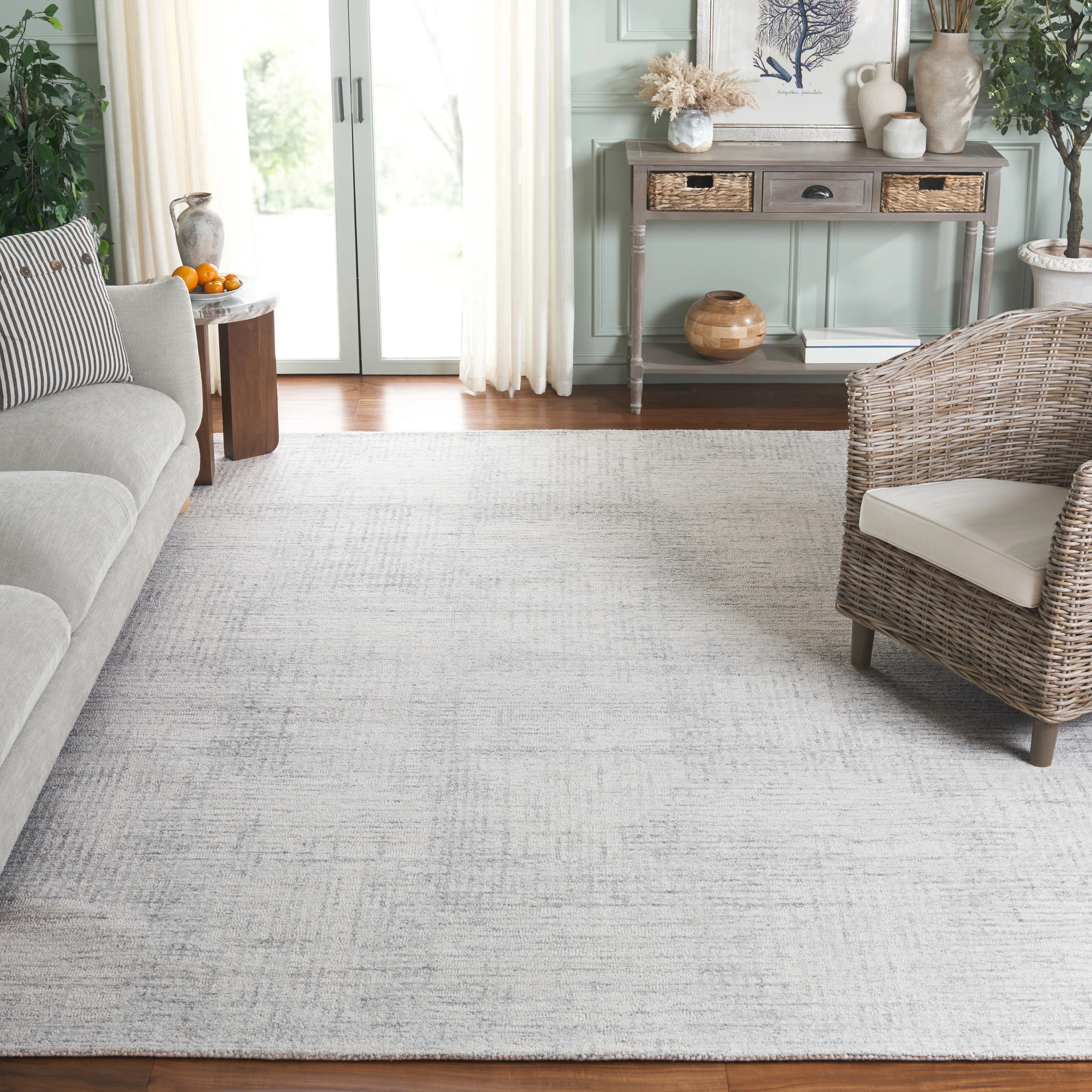 Ebony 926 Hand Tufted Wool/Cotton Abstract Rug in Gray/Ivory | Wayfair North America