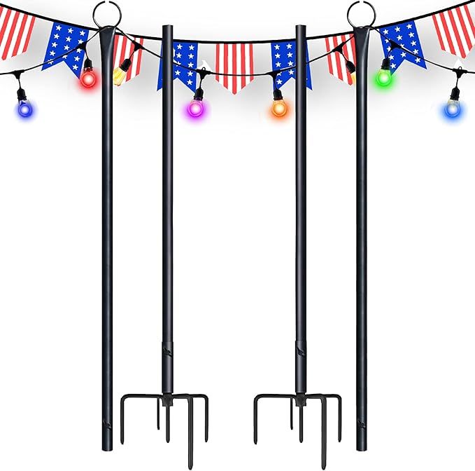 UHINOOS String Light Poles for Outdoors, 2 Pack 9FT Stainless Steel Connection Pole for Hanging P... | Amazon (US)