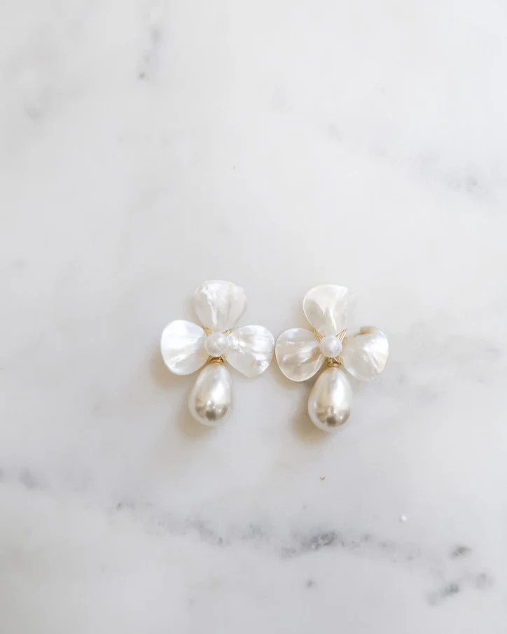 The Matilda Floral Earrings in Pearl | SJ Bailey Co.