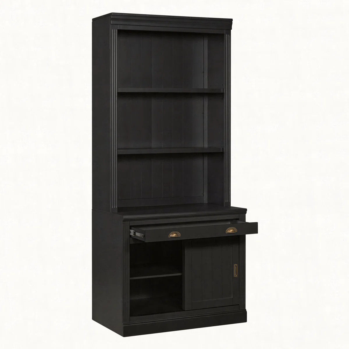 83.4"Tall Bookshelf Suite with LED Lighting, Modern Bookcase Suite with Sliding Doors,Drawers and... | Wayfair North America