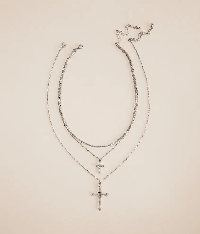 2 Pack Glitz Cross Necklace Set | Buckle