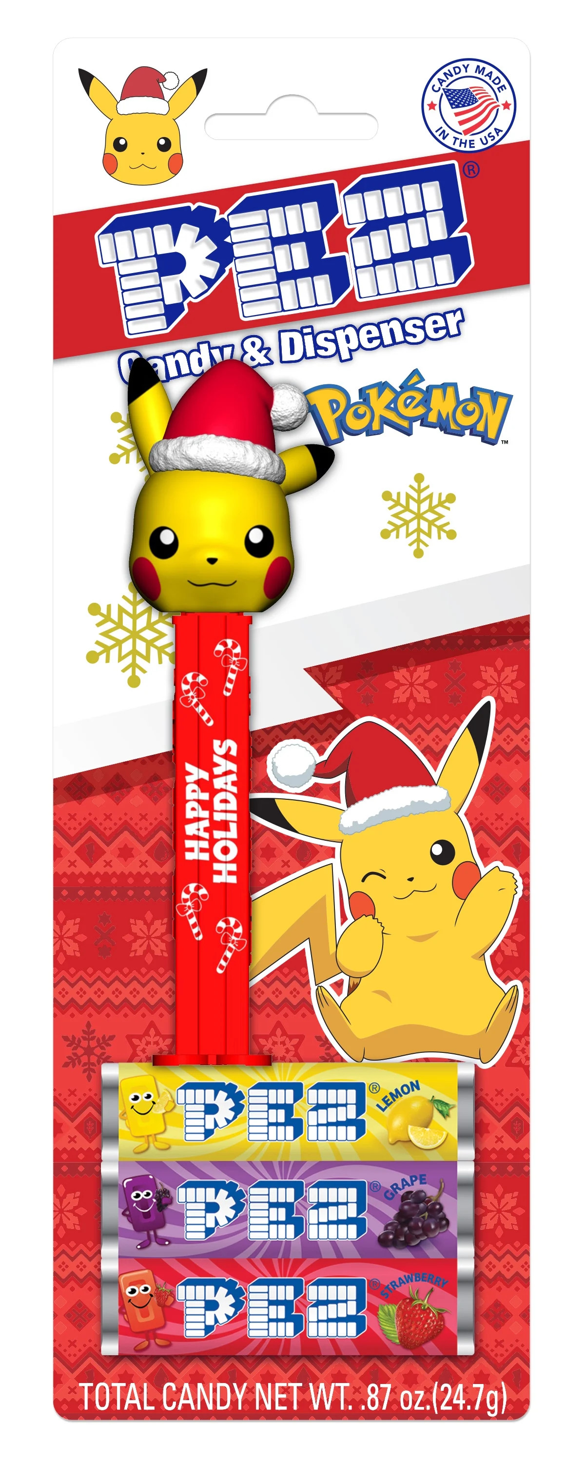 PEZ Candy Christmas Pikachu with Red Santa Hat, 1 Candy Dispenser Plus 3 Rolls Assorted Candy, 1 ... | Walmart (US)