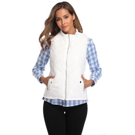 Dilgul Quilted Vest for women Stand Collar Lightweight Zip-up Water-Resistant Warm Vest XS-2XL | Walmart (US)