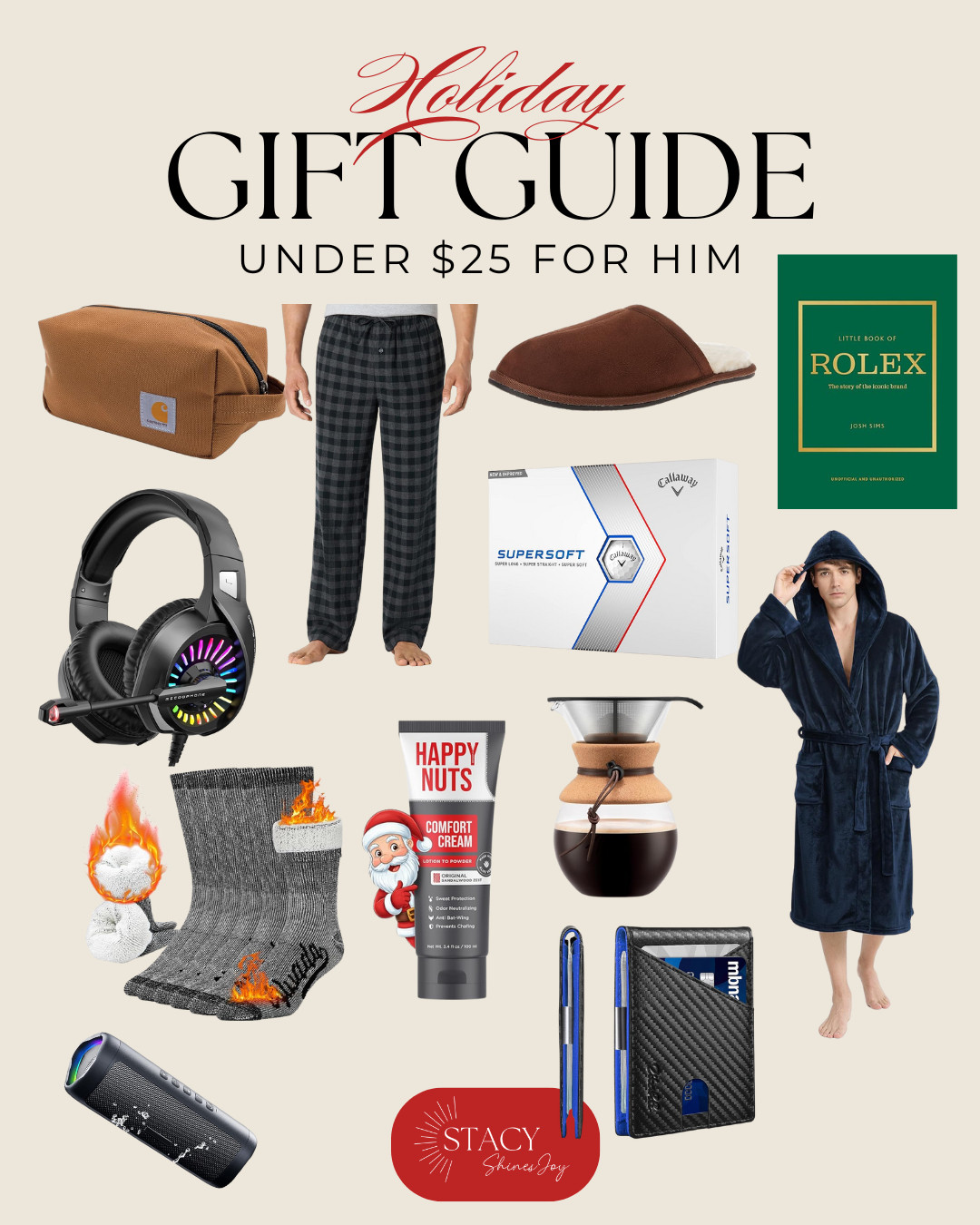 Gift ideas under $25 for him! Check out this awesome list of cozy slippers, fun socks, and more. Great for the holiday season! #GiftGuide #Under25 

 #LTKGiftGuide #LTKHoliday #LTKMens