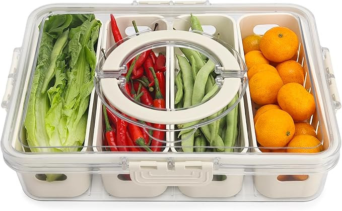 shopwithgreen Salad Bar Containers for Fridge with Lid and Handle, Fruit Storage Containers with ... | Amazon (US)