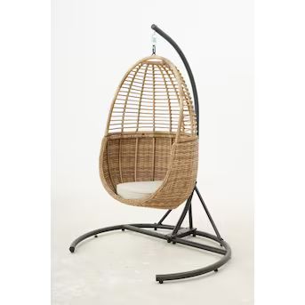Origin 21 Sarasota Key Wicker Black Steel Frame Hanging Egg Chair with Off-white Cushioned Seat | Lowe's