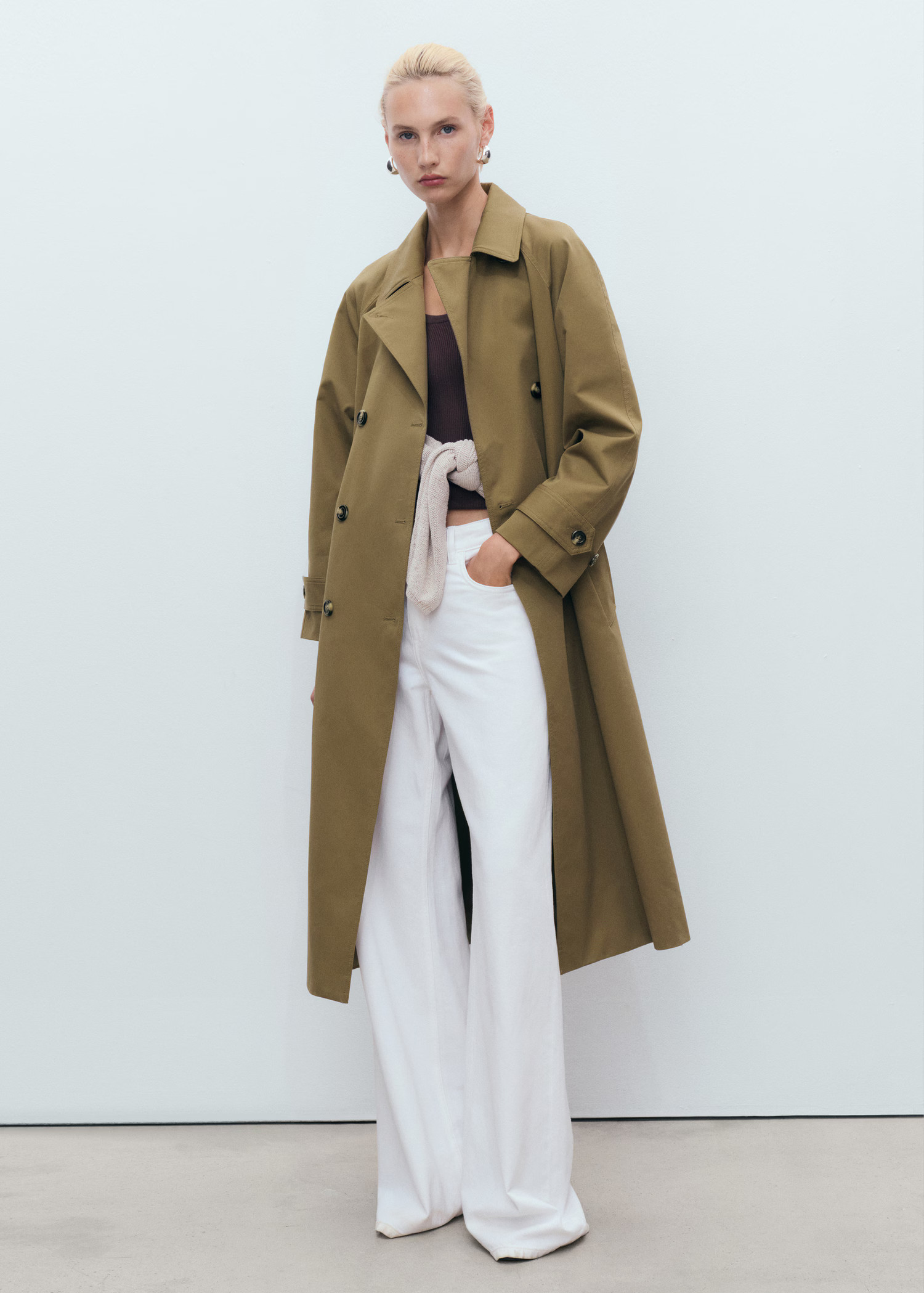 Long double-breasted trench coat - Women | MANGO United Kingdom | MANGO (UK)
