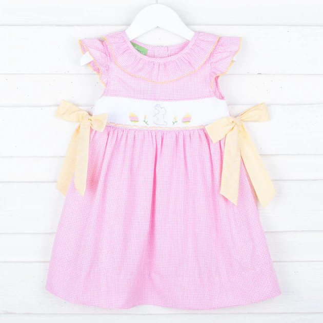 Easter Bunny Smocked Pink Beverly Dress | Classic Whimsy