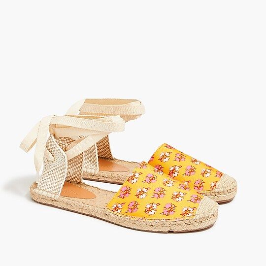 Printed canvas ankle-wrap espadrille sandals | J.Crew Factory